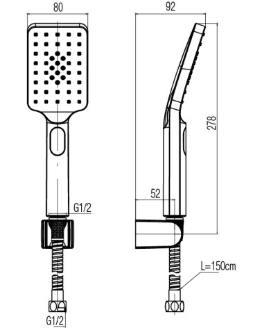 LOFT Chrome Zestaw natryskowy punktowy, 3-funkcyjny