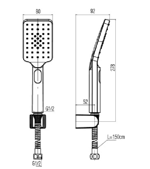 LOFT Black Zestaw natryskowy punktowy, 3-funkcyjny