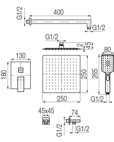 ARS Black Zestaw natryskowy podtynkowy