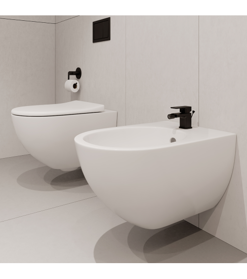 LOFT Black Bateria bidetowa stojąca z korkiem spustowym