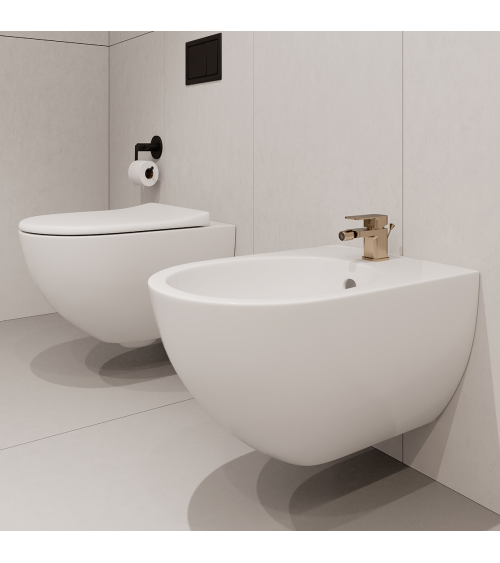 LOFT Gold Bateria bidetowa stojąca z korkiem spustowym