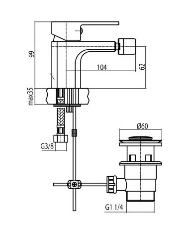 LOFT Chrome Bateria bidetowa