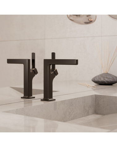 ALIBI Black Bateria umywalkowa stojąca bez korka spustowego