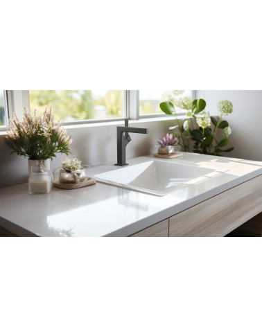 ALIBI Black Bateria umywalkowa stojąca bez korka spustowego