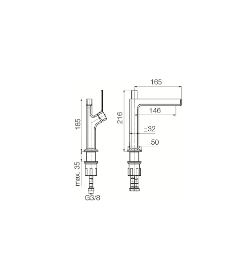 ALIBI Black Bateria umywalkowa stojąca bez korka spustowego