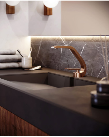 ASSO Satin Cooper Bateria umywalkowa stojąca bez korka spustowego