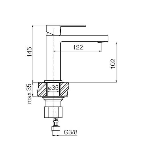 ARS Satin Cooper Bateria umywalkowa stojąca bez korka spustowego