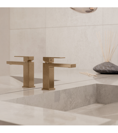 ARS Brushed Gold Bateria umywalkowa stojąca bez korka spustowego