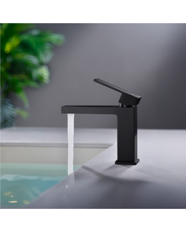 ARS Black - bateria umywalkowa stojąca bez korka spustowego