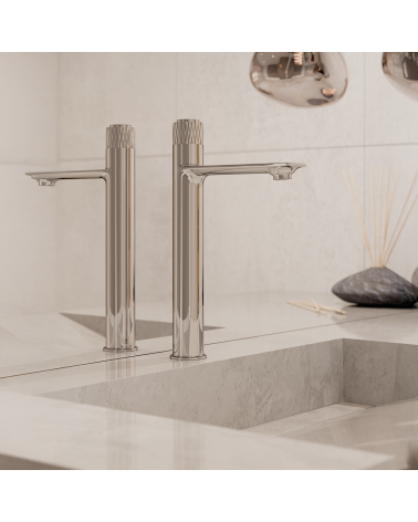 DECOR Chrome Bateria umywalkowa stojąca, nablatowa, wysoka