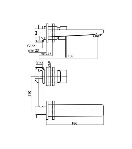 LOFT Gold Bateria umywalkowa podtynkowa z wylewką
