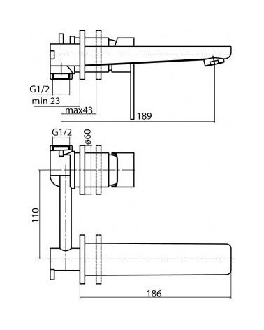 LOFT Gold Bateria umywalkowa podtynkowa z wylewką