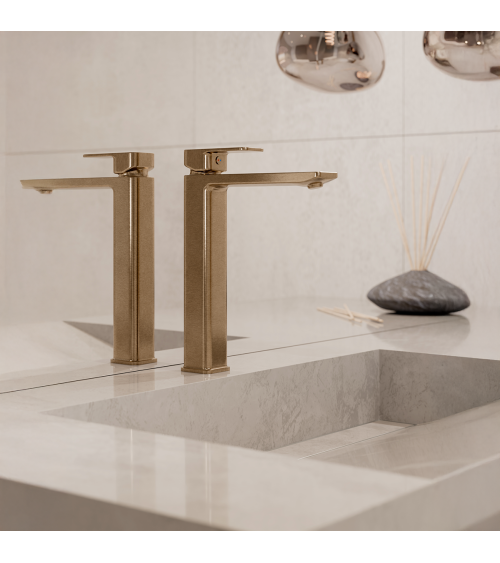 Loft Gold Bateria umywalkowa stojąca, nablatowa, wysoka