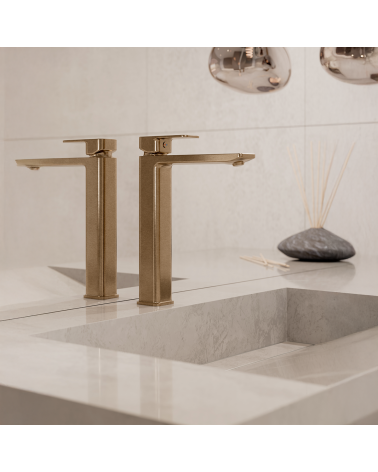 Loft Gold Bateria umywalkowa stojąca, nablatowa, wysoka