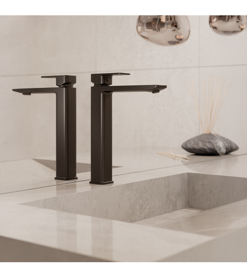 LOFT Black Bateria umywalkowa stojąca, nablatowa, wysoka