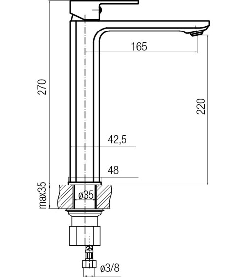 LOFT Black Bateria umywalkowa stojąca, nablatowa, wysoka