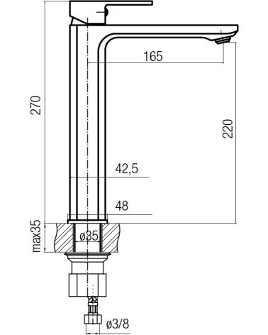 LOFT Black Bateria umywalkowa stojąca, nablatowa, wysoka