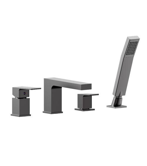 ARS Gun Metal Bateria wannowa 4-otworowa stojąca z akcesoriami