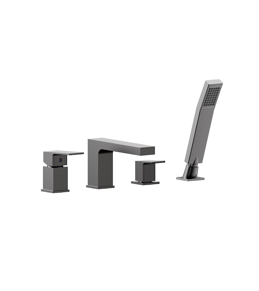 ARS Gun Metal Bateria wannowa 4-otworowa stojąca z akcesoriami