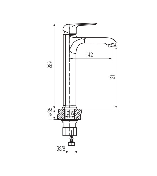 Bateria umywalkowa stojąca, nablatowa, wysoka