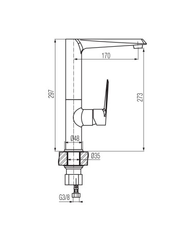 Bateria kuchenna stojąca z dźwignią z boku