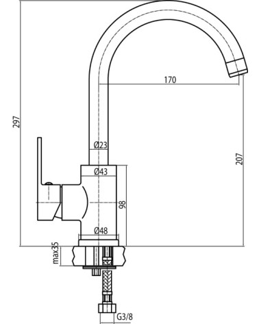 Bateria kuchenna stojąca z dźwignią z boku