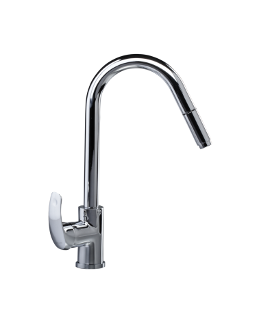 Bateria kuchenna stojąca z dźwignią z boku i wyciąganym natryskiem