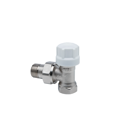 Termostatyczny zawór grzejnikowy, kątowy DN 15, niklowany, 2-elem., GZ 3/4'' - GW 3/4''