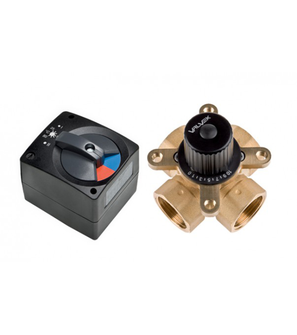 Zestaw: siłownik + zawór mieszający 4-drogowy (DN25)