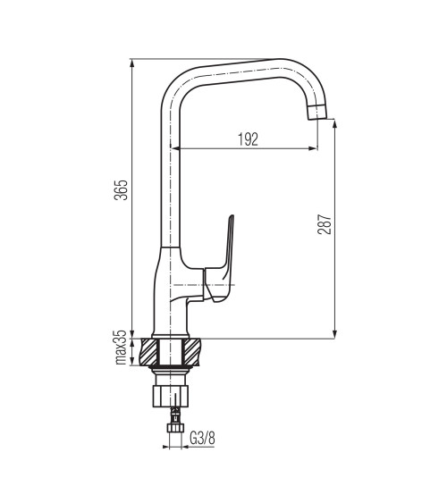 Bateria kuchenna stojąca z dźwignią z boku