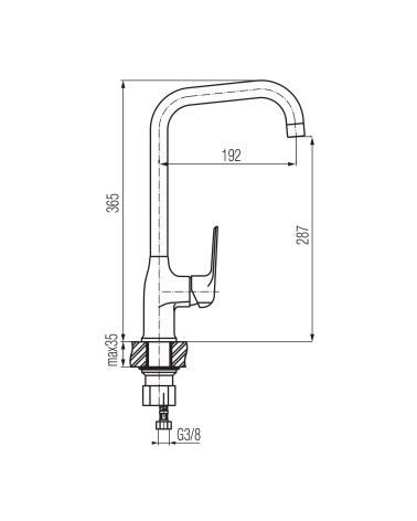 Bateria kuchenna stojąca z dźwignią z boku