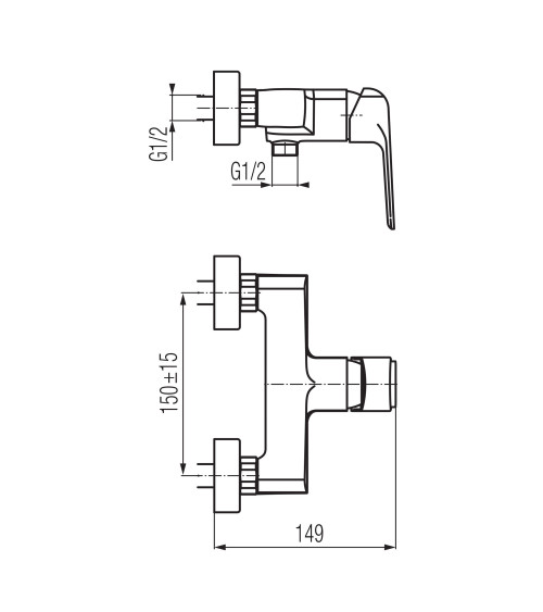 Bateria natryskowa ścienna