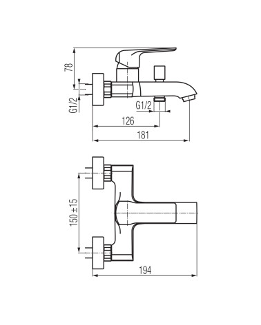 Bateria wannowa ścienna