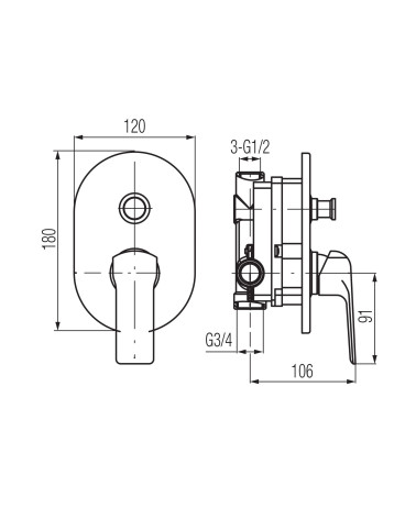 Bateria wannowo-natryskowa podtynkowa
