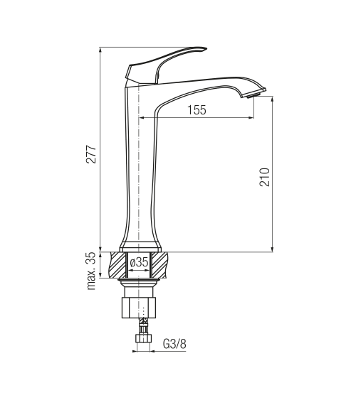 Bateria umywalkowa stojąca, nablatowa, wysoka