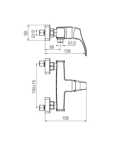 Bateria natryskowa ścienna