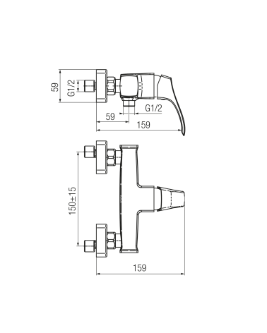 Bateria natryskowa ścienna