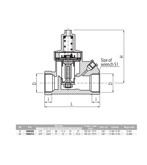 Reduktor ciśnienia (wersja nakrętno - nakrętna)