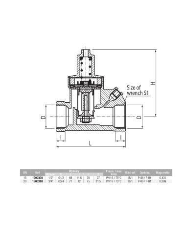 Reduktor ciśnienia (wersja nakrętno - nakrętna), G 1/2"