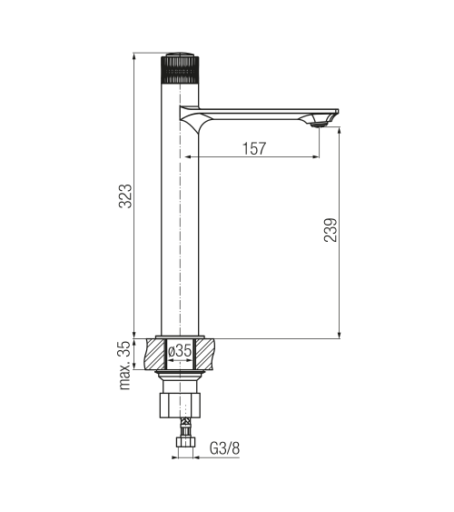 Bateria umywalkowa stojąca, nablatowa, wysoka