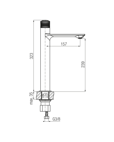 Bateria umywalkowa stojąca, nablatowa, wysoka
