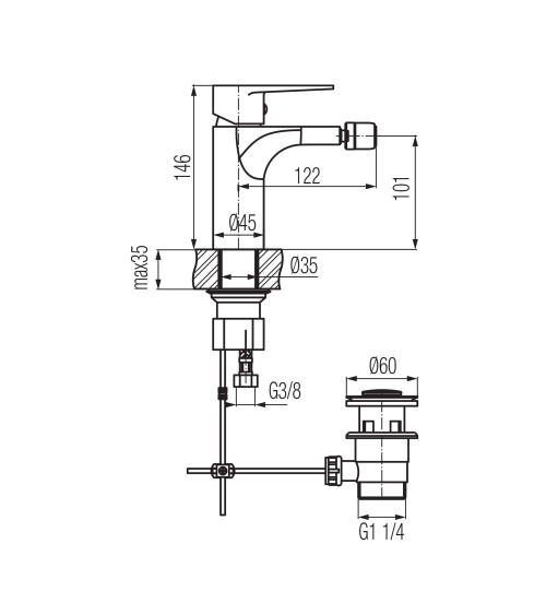 Bateria bidetowa stojąca