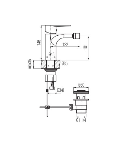 Bateria bidetowa stojąca