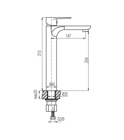 Bateria umywalkowa stojąca, nablatowa, wysoka