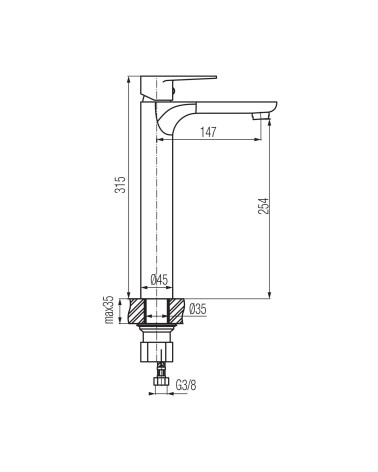 Bateria umywalkowa stojąca, nablatowa, wysoka