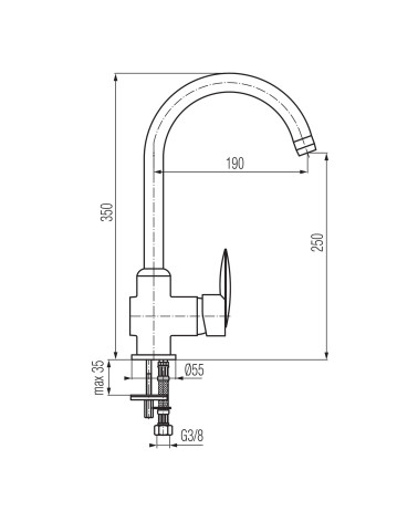 Bateria kuchenna stojąca z dźwignią z boku