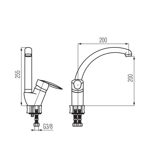 Bateria kuchenna z dźwignią z boku