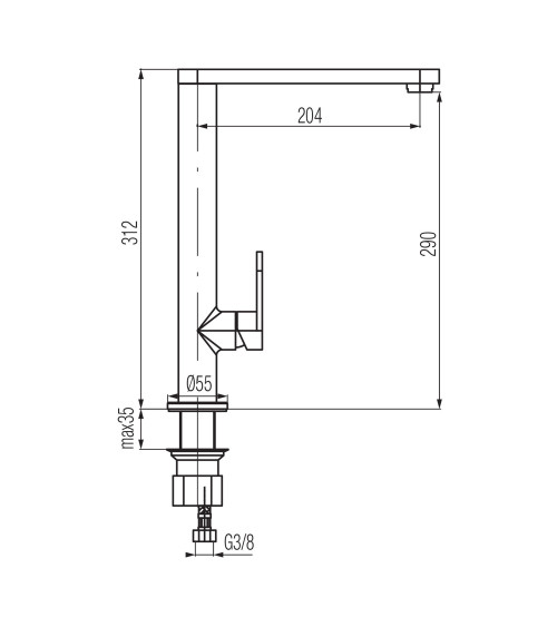 Bateria kuchenna stojąca z dźwignią z boku