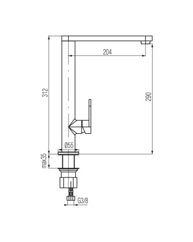 Bateria kuchenna stojąca z dźwignią z boku