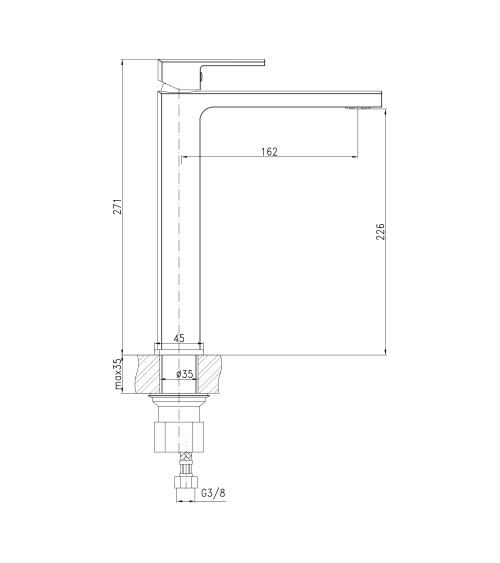 ENZO SATIN COPPER Bateria umywalkowa stojąca, nablatowa, wysoka